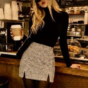 Black & White Micro Gingham Mini Skirt – Y2K Rachel Green Aesthetic